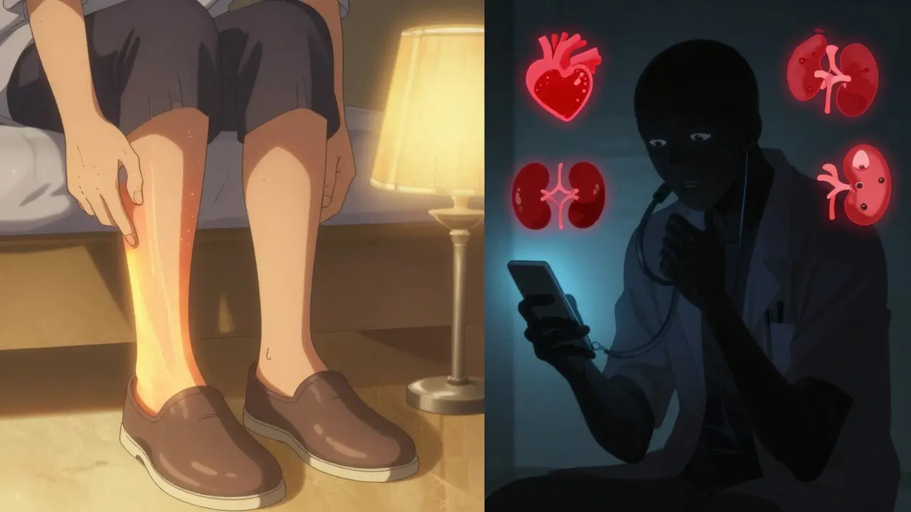 Split scene: one side shows relief from reduced swelling, other shows hesitation to seek help.